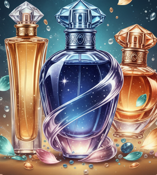 Limited edition perfume gift set with black and gold packaging on a black background